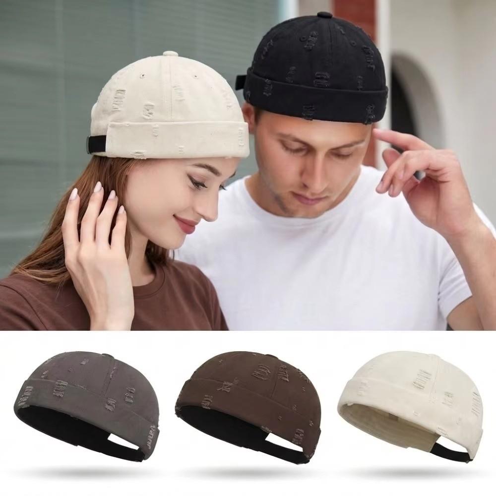 New Hip Hop Beanies Hats Cotton Solid Color Street Hat Adjustable Brimless Hip Hop Hats Men