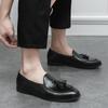 New Brown Loafers for Men Slip-On Round Toe Solid Black Tassels Business Mens Dress Shoes Size 38-46