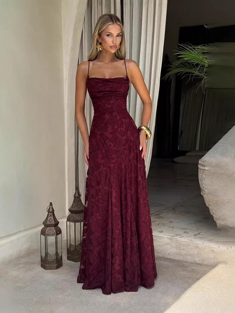 European and American style women's evening dress new fashion versatile Spice Girl style burgundy sexy suspender skirt
