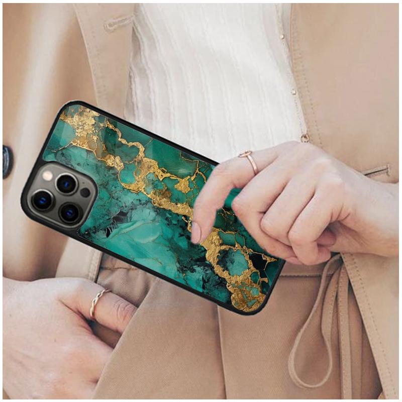 Gold Indigo Faux Malachite Magnetic Phone Case For APPLE iPhone 17 Air 16 14 13 12 Pro Max 15 Plus Wireless Charge MagSafe Cover