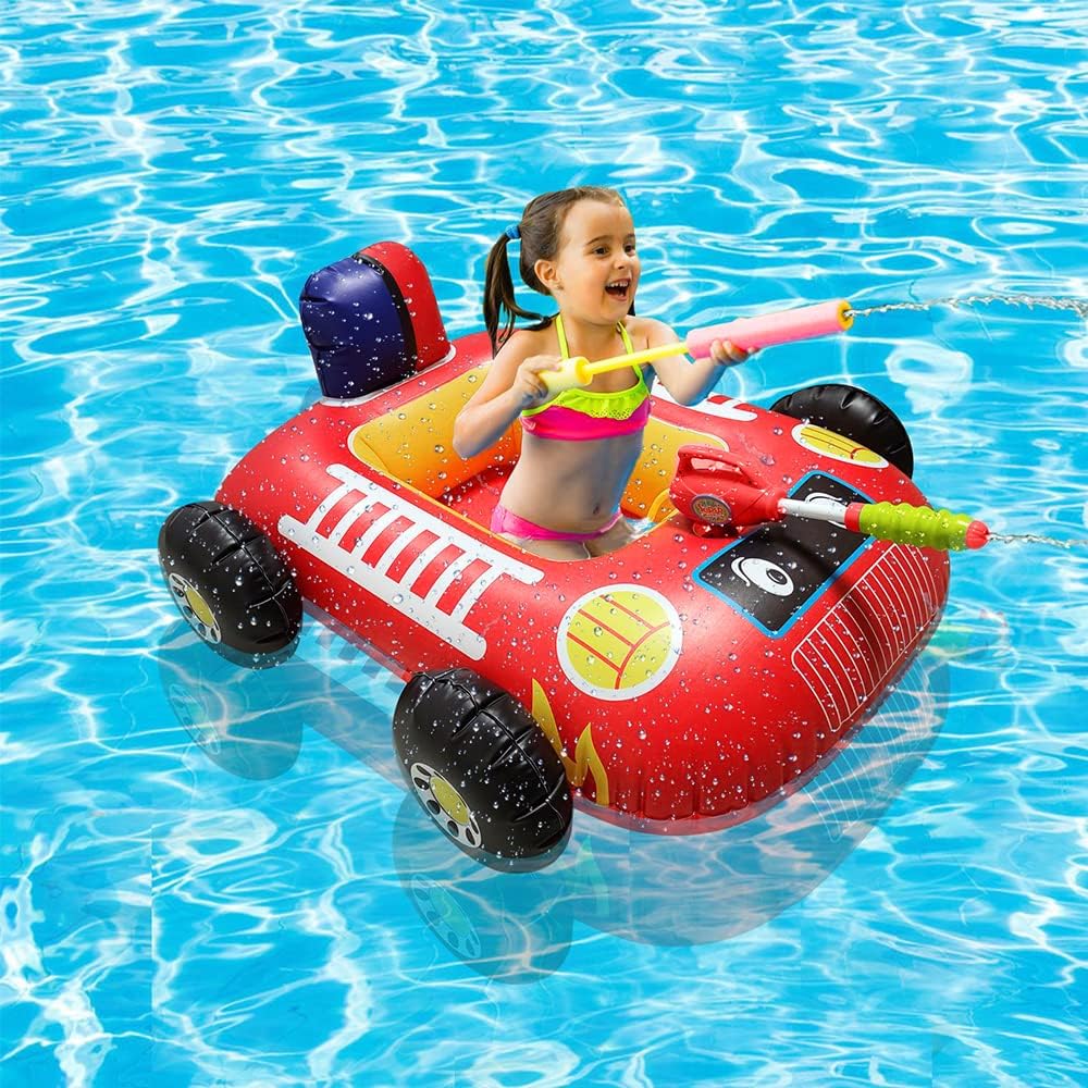 Zwemring voor kinderen met waterpistool, opblaasbare zwemband voor buitenspeelgoed, zwemring voor kinderen van 3-7 jaar, rubberboot met waterkanon