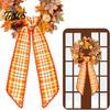 Decorative Door Bow Fall Scalloped Wreath Sash for Front Door, 55 Inch Plaid Gingham Autumn Ribbon Thanksgiving Harvest Yard Porch Doorway Indoor