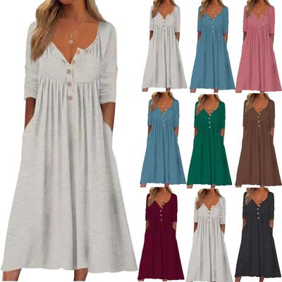 Women's Casual Long-sleeved Loose -color Dress
