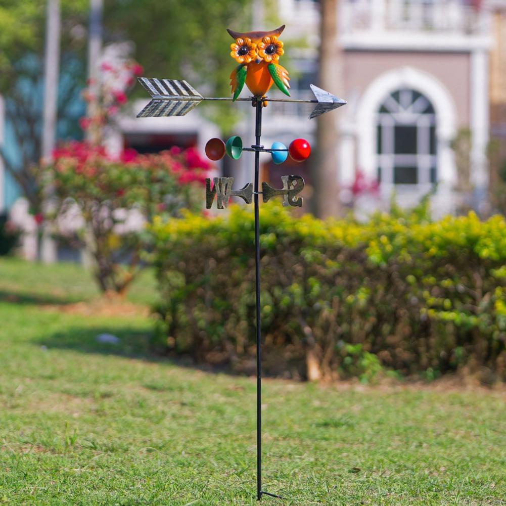 Courtyard Weather Vane Outdoor Weather Vane Colorful Iron Owl Wind Vane with Hot Air Balloon Toucan Outdoor Garden for Courtyard