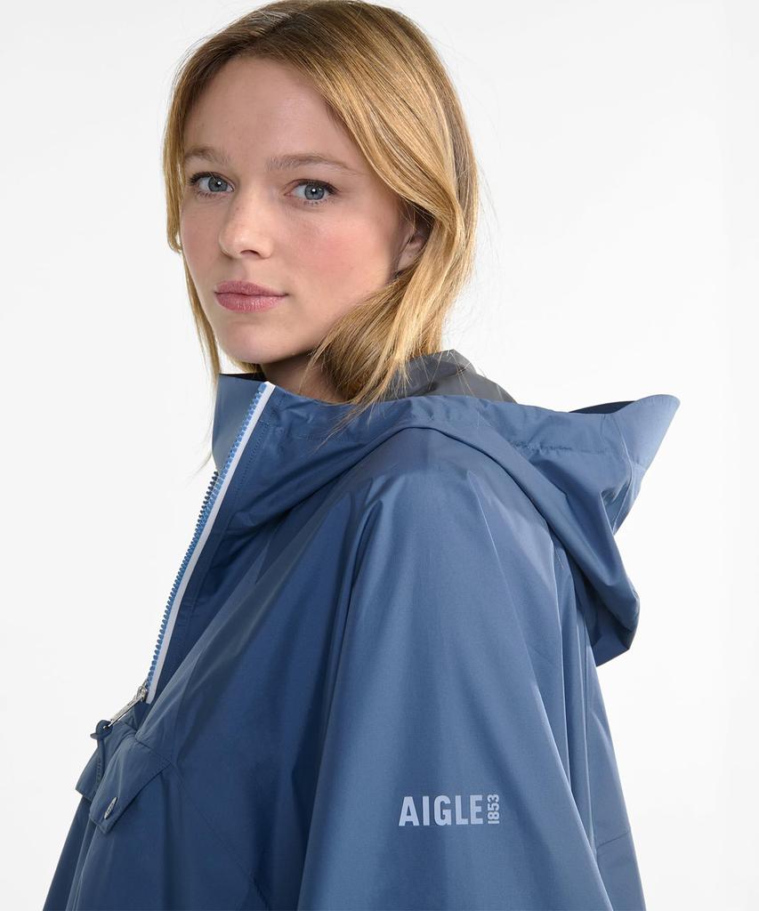 Aigle Official MTD Rain Pack Poncho Size XS Waterproof, Breathable, Water-Repellent T-Shirt, Blue,