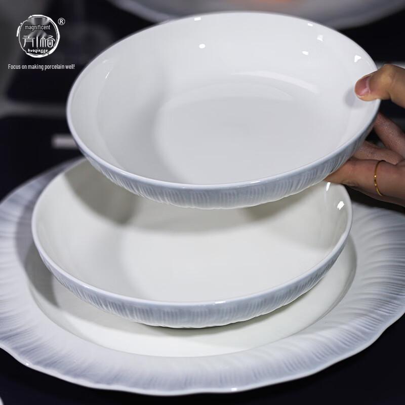 Farfurii de cină din ceramică glazurată în relief Huaqingge
