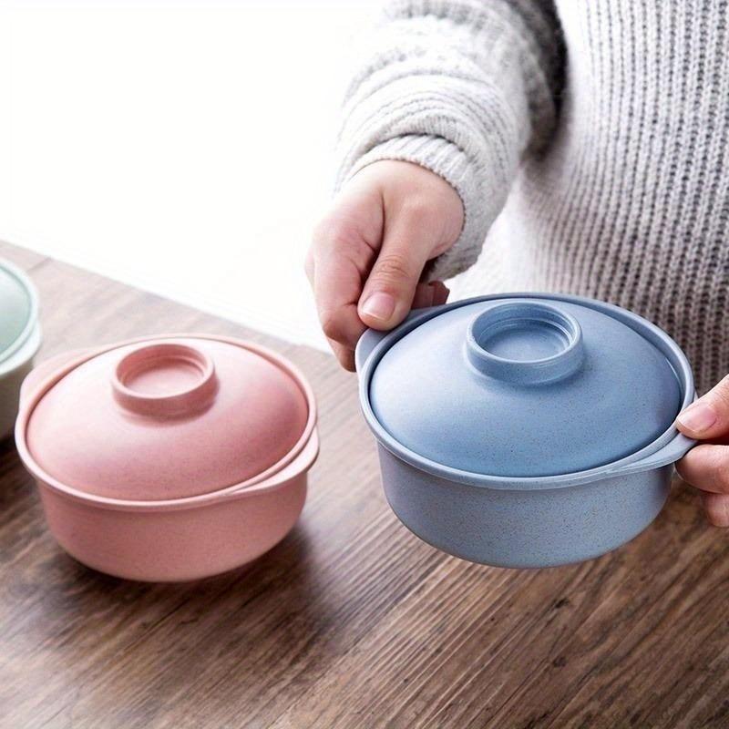 Vassoio per il pranzo Piatti Ciotola per zuppa con coperchio Stoviglie Paglia di grano naturale puro Insalata creativa Tagliatelle