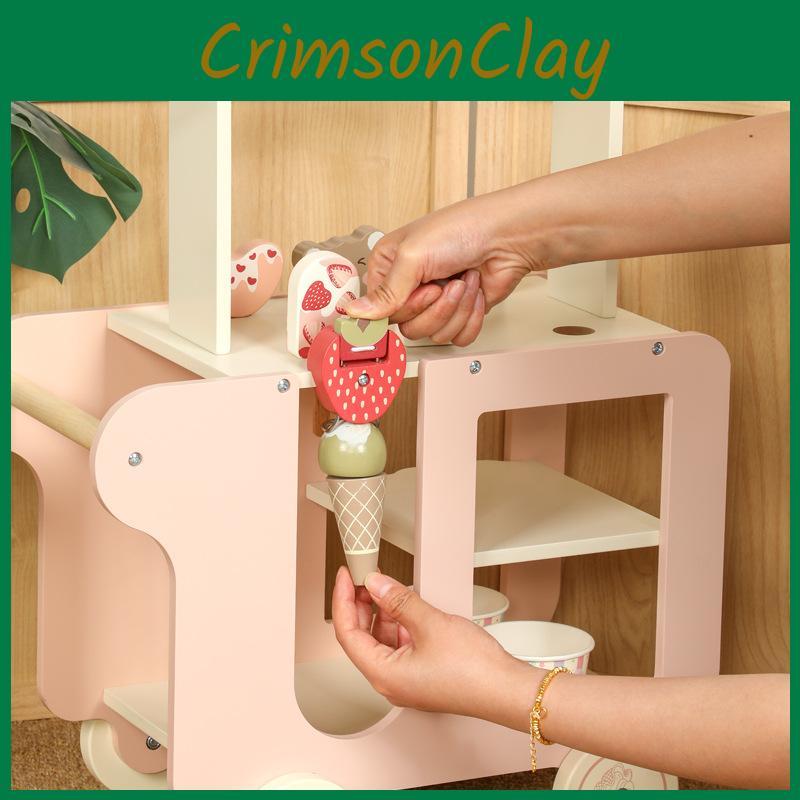 Wooden Ecofriendly Ice Cream Toy Cart For Kids Interactive Play And Creativity