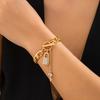 Salircon Steampunk Metal Thick Chain Bracelet Women's Exquisite Rhinestone Lock Key Pendant Buckle Bracelet Trendy Jewelry Gifts