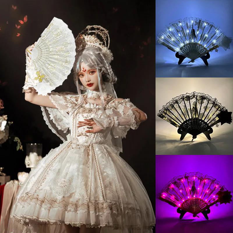 LED Luminous Foldable Fan Glow Dancing Light Hand Fan Night Performance Party Decoration Glow In The Dark Supplies Decor