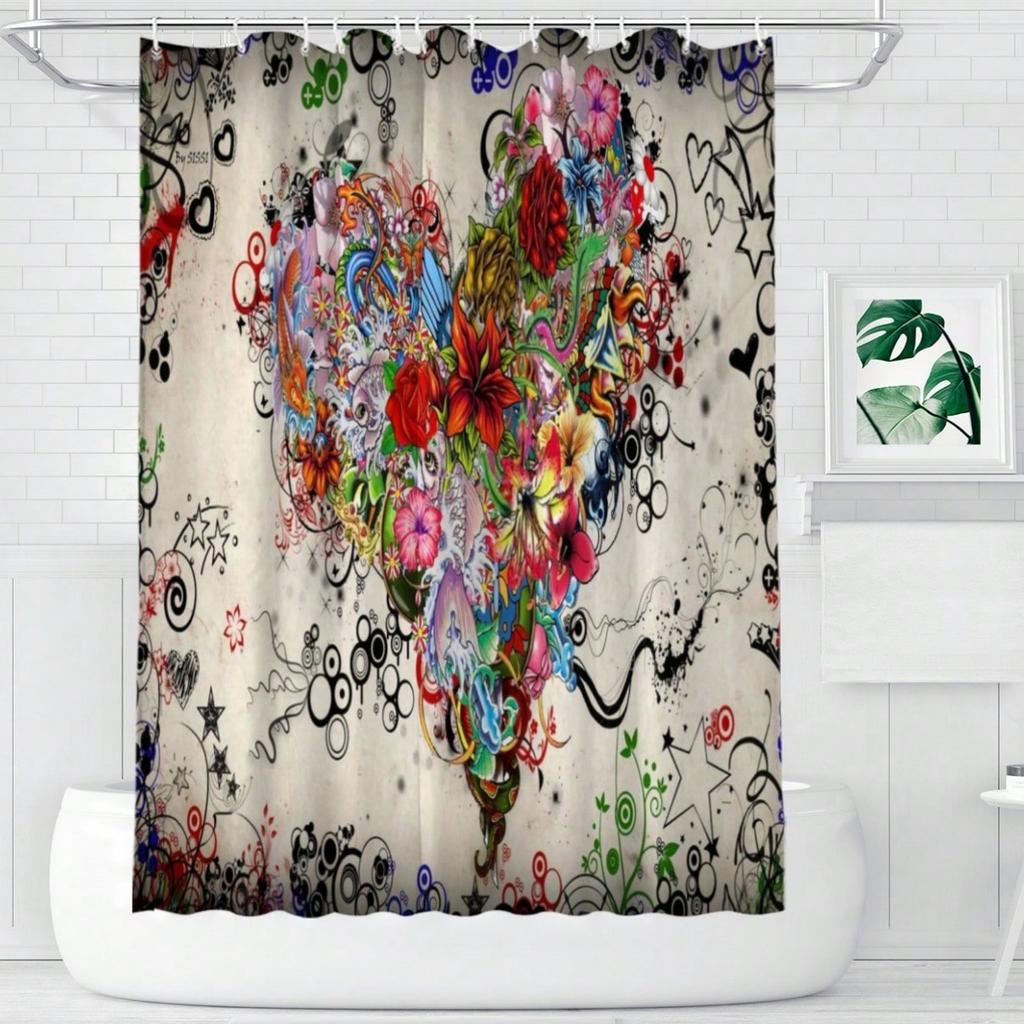 Colorful Heart Shower Curtain - Anti-Mold, Waterproof Bathroom Decor, Unique Gift, Stylish Design, Vibran