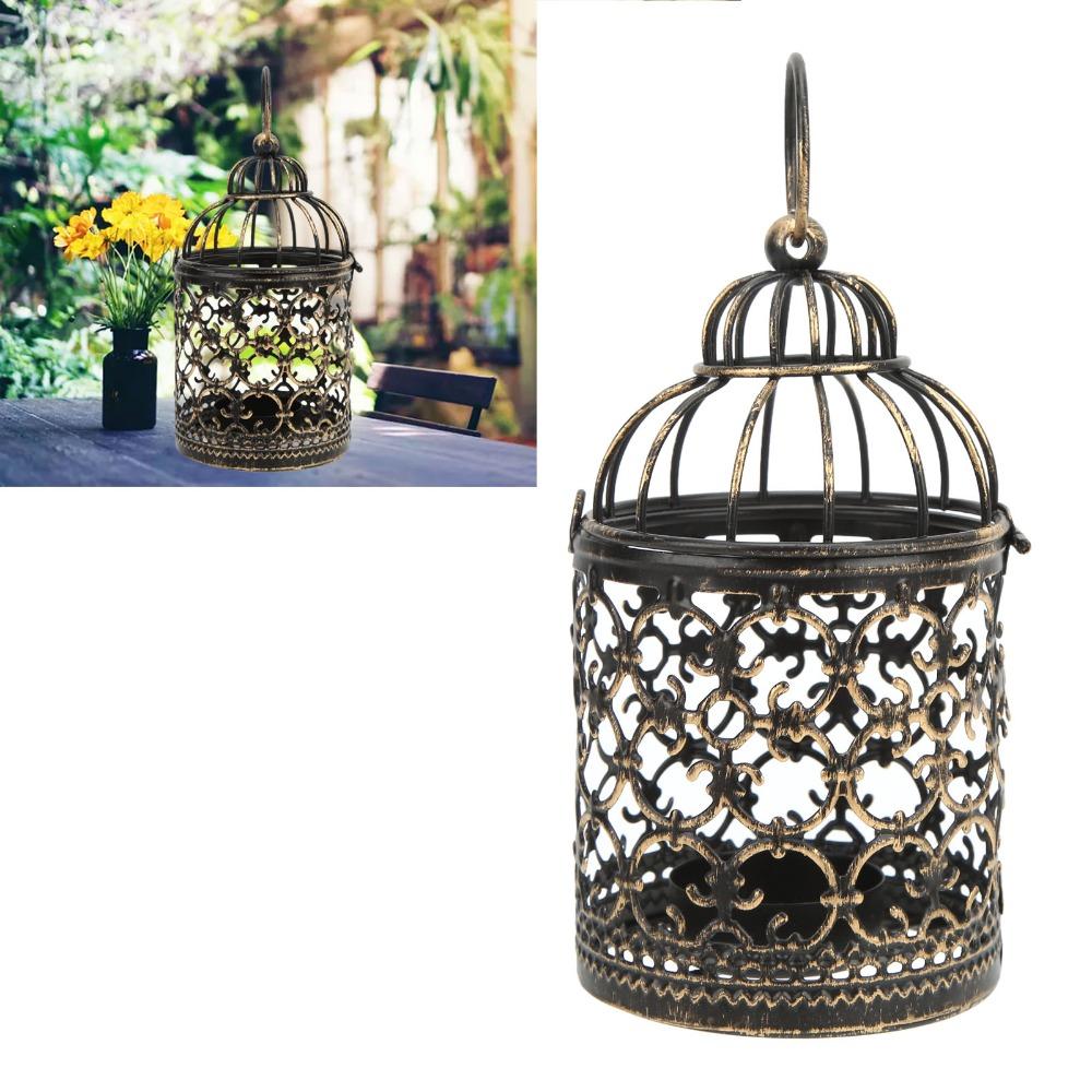European Retro Vintage Candle Holder Metal Hanging Candle Lantern  Outdoor Terrace