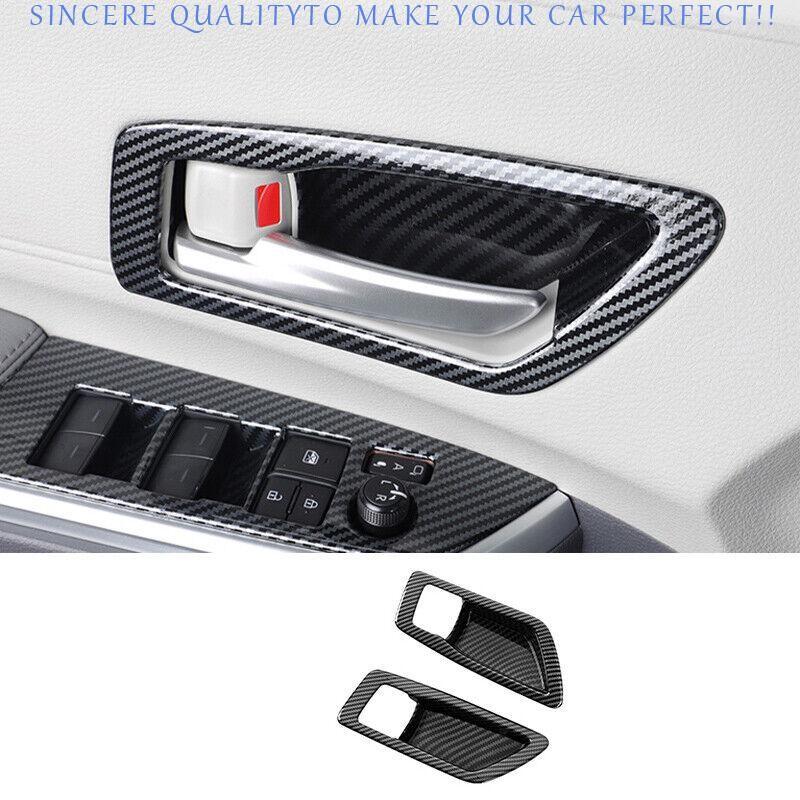 For Toyota Sienna 2021-2025 ABS Carbon Fiber Inner Door Bowl Cup Cover Trim 2pcs