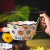 Hand Painted Japanese Handle Bowl New Ceramic Baking Bowl Instant Noodles Bowl Salad Bowl Household Tableware Baking Bowl Househ
