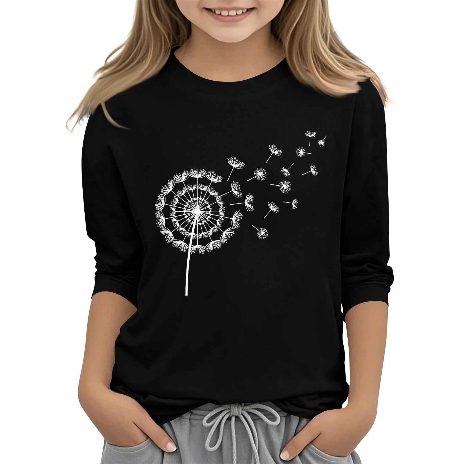 

Дитяча повсякденна повсякденна футболка з круглим вирізом і рукавами на 7 точок 110 чорний