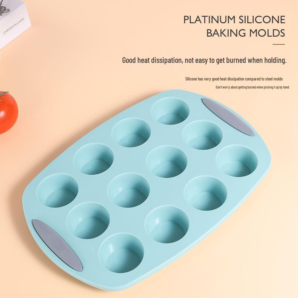 Two-Color Silicone Cupcake Pan - 12 Cups, Easy Release, High Temperature Resistant Muffin Mold