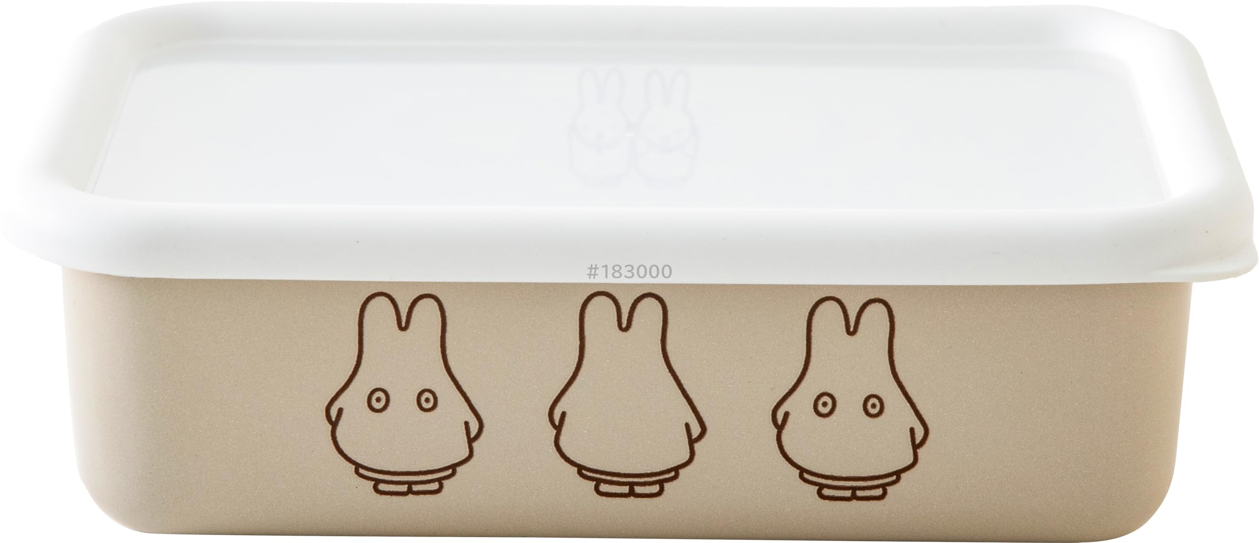 

Fuji Enamel Miffy Pastel Storage Container with Shallow Rectangle Square Medium Size Greige Ghost Miffy Enamel Lid,