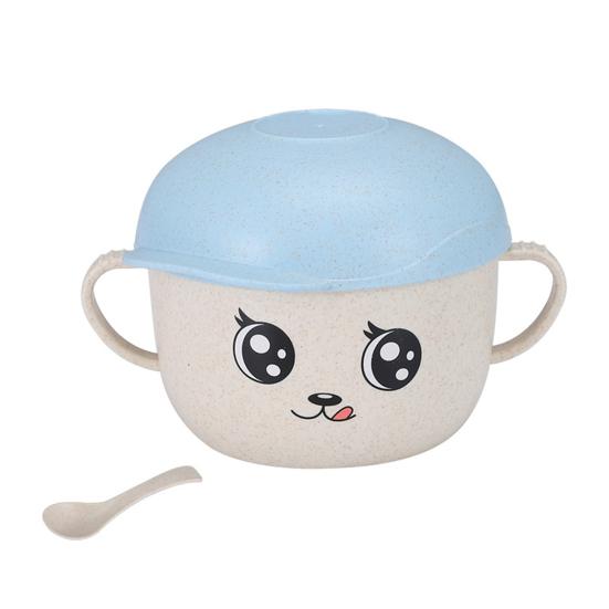 2 buc/set 450 ML bol de hrănire Suport pentru telefon inteligent Design Anti-cădere Material de calitate alimentară Bol cu ​​paie pentru mese pentru grădiniță