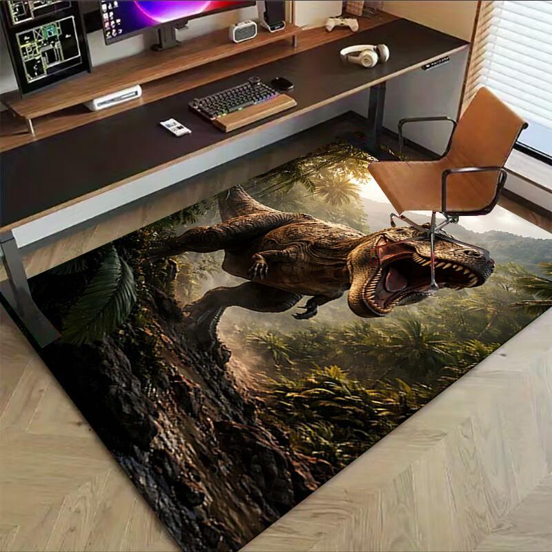 1PC Tyrannosaurus rex, prehistoric landscape Non-Slip Floor Carpet Compatible for Office&Living Room&Bedroom&Dining room - Flat - Weave MachineS038