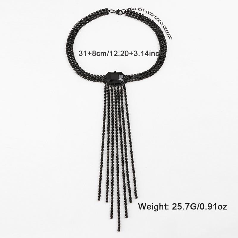 Kenjie Black Multi-Row Tassel Choker Necklace - Romantic and Fashionable Design for Women