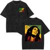 Bob Marley Legend Portrait Face Washed T Shirt Reggae Music Men Women Vintage Hip Hop Tshirt Cotton Casual Short Sleeve Tshirts