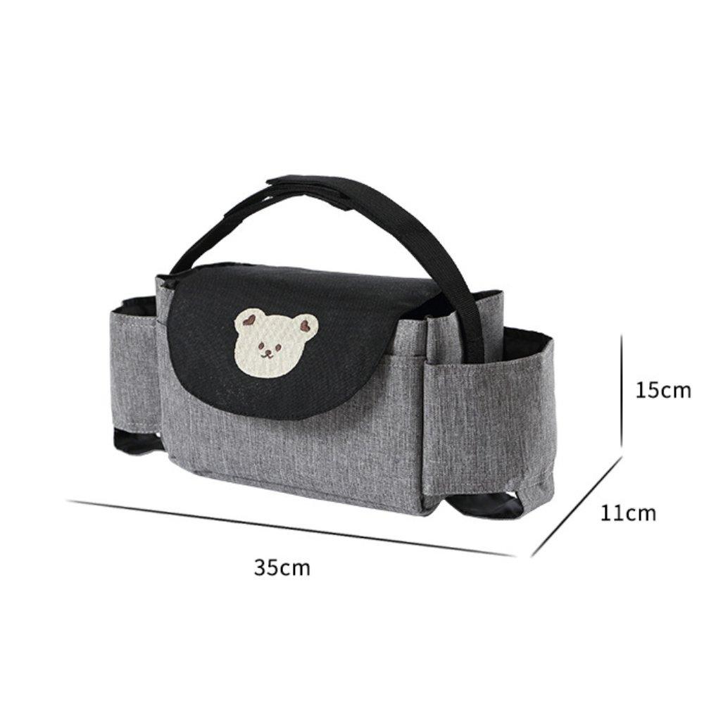 Stroller Organizer Bag, Baby Stroller Storage Basket, Universal Stroller Accessory Bag, Diaper Bag with Cup Holder, Black