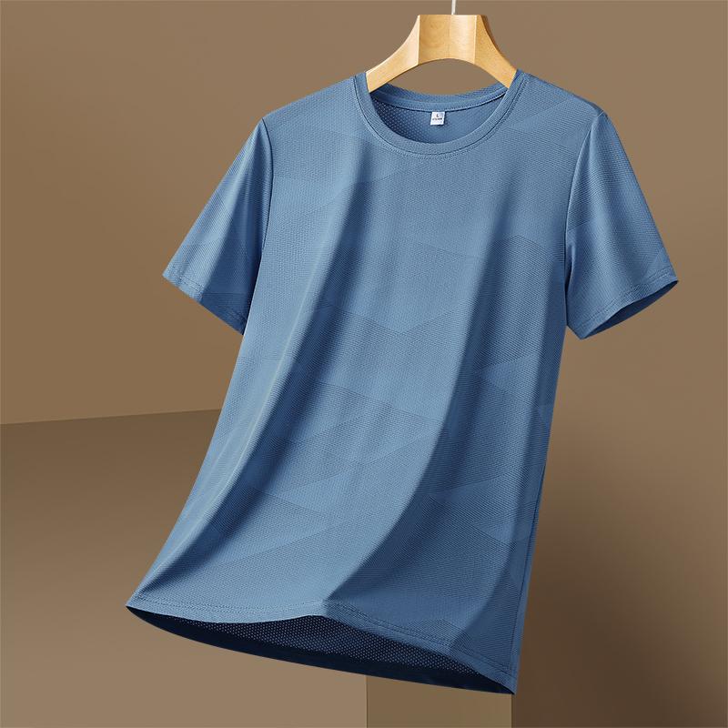 Camiseta de Manga Corta de Seda de Hielo Camuflada para Hombre, Camiseta Fina Holgada de Secado Rápido, Ropa Deportiva para Correr, Top Elástico para Hombre, Talla Grande
