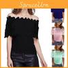 Elegant Women's Off-shoulder Short Sleeve Lace Hollow Casual T-shirt Blouse For Summer Outings