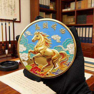 1 Peça 40mm Metal Coleção 2026 Ano Novo Chinês Moedas Souvenir Ouro Animal da Sorte Cavalo Moedas Prata Colecionáveis Moeda Desafio