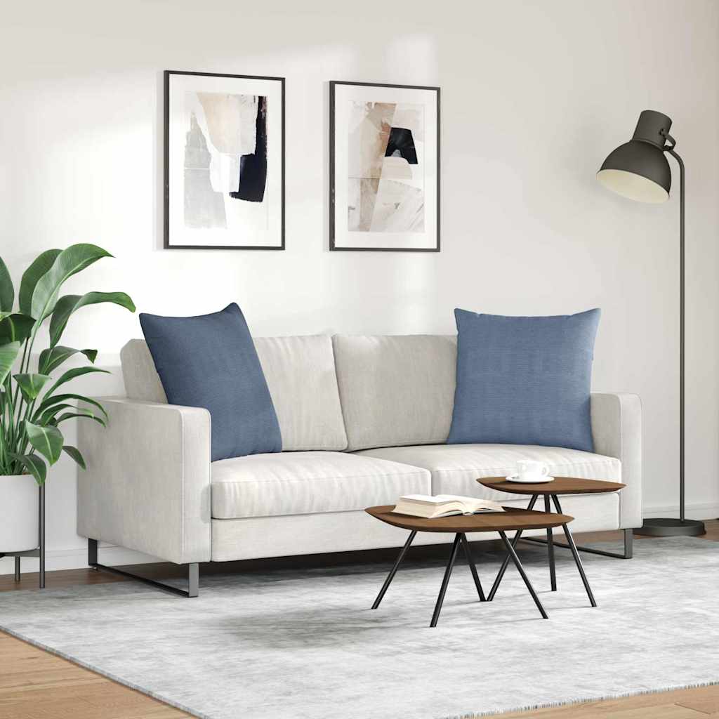 Sofa Cushions 2 Pieces Blue 60 X 60 Cm Corduroy Fabric