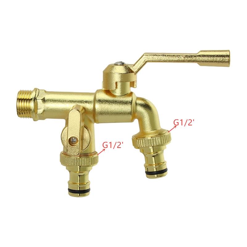 1PC Brass Bibcock 7 Colors Bronze Antique Outdoor Dual Outlet Faucet Washing Machine Out Garden Balcony Frost Protection Tap