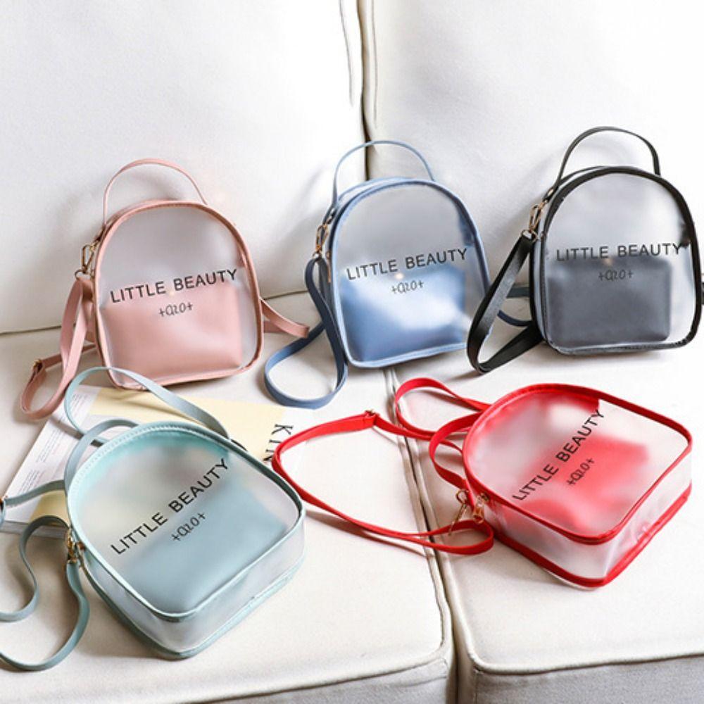 Visible Transparent Crossbody Bag Adjustable Strap Candy Color Pu Bag  Beach