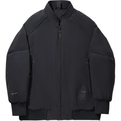 Li Ning Puffer Jackets Men's Black Baseball Collar Moderate Puffer Jacket AJMV305-3