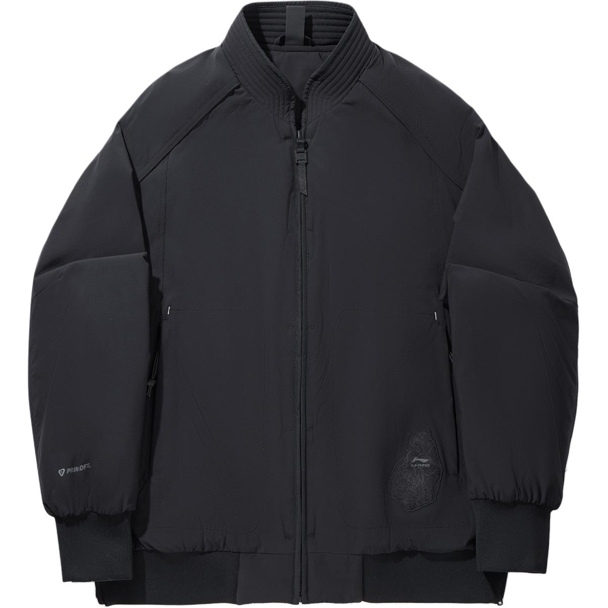 Li Ning Puffer Jackets Men s Black Baseball Collar Moderate Puffer Jacket AJMV305-3 M