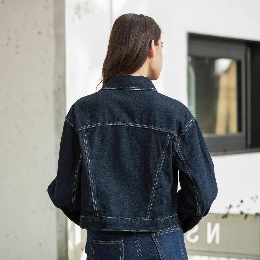 European and American Spring and Autumn New Women's Rolled Edge Sleeve Denim Jacket Jacket