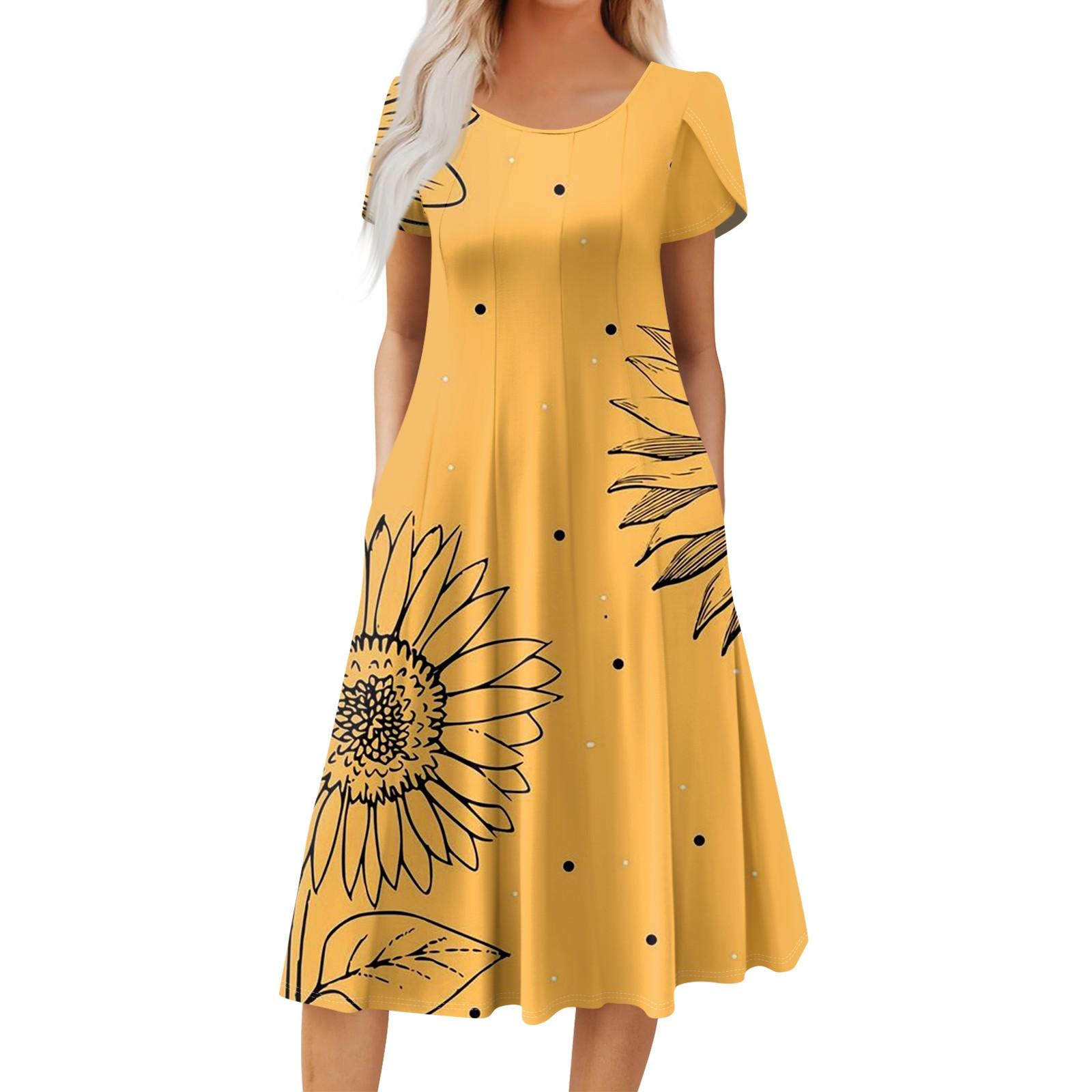 

Женское повседневное модное платье миди с круглым вырезом и коротким рукавом, модное свадебное платье для гостей L шафрановый