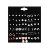 Korean Version of Fashion Sweet Love Bow 10 Pairs of Stud Earrings Set New Pearl Leaf Earrings