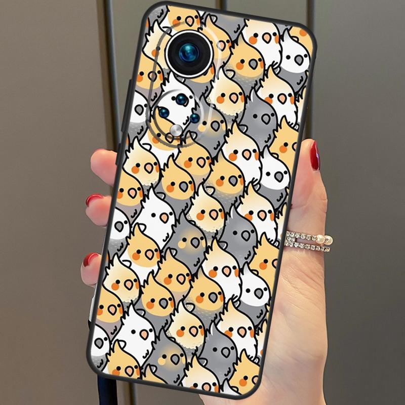 Kreskówkowy kolaż papugi nimfy na Huawei P30 Pro P20 P40 Nova 5T 9 P Smart Z 2021 Etui Coque na Honor 8X 9X 10i 50 Lite