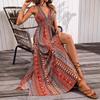 Cross-Border Foreign Trade European and American Women's Clothing 2025 Summer Fashion Sexy Deep V-neck Sleeveless Open Back Beach Vacation Style Dress