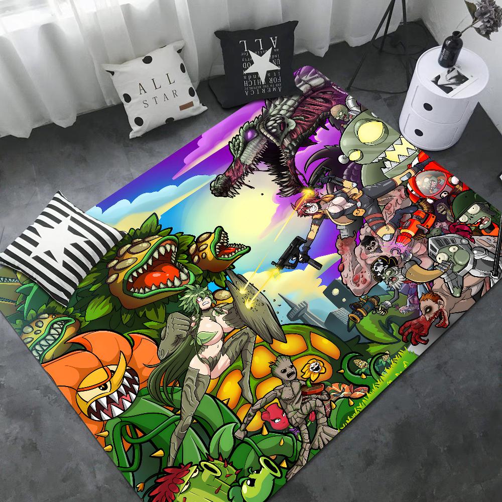 P-Plants-vs-Zombie Cartoon Door Mat Nordic Style Home Doormat Bathroom-Toilet Mats Bedroom Bedside Mats
