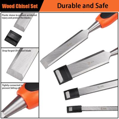 Profesyonel 4 Parça Ahşap Keski Seti 6/12/18/25mm Ahşap İşçiliği Düz Keskiler DIY Ahşap İşçiliği Ahşap Kesim Oyma Bıçağı Aletleri Seti
