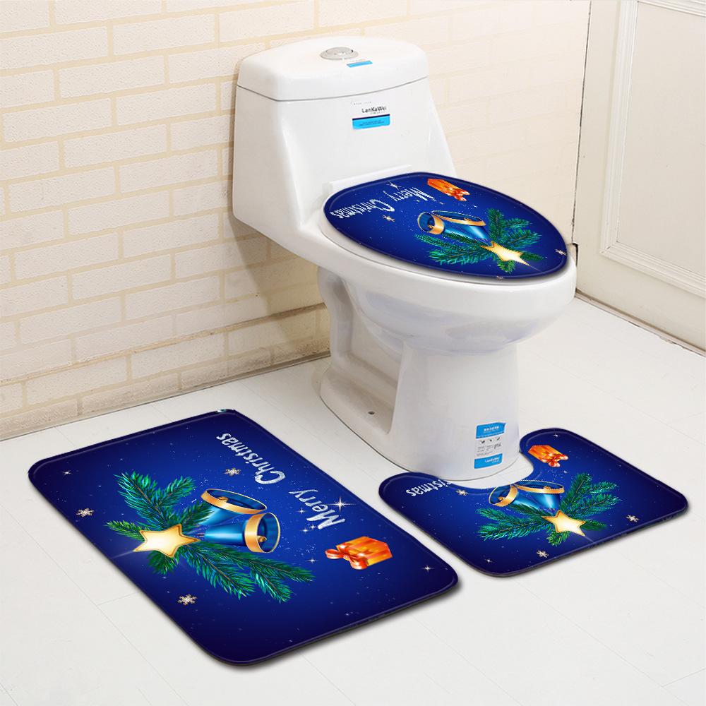 Christmas Bathroom Floor Mat Toilet Three-Piece Set
