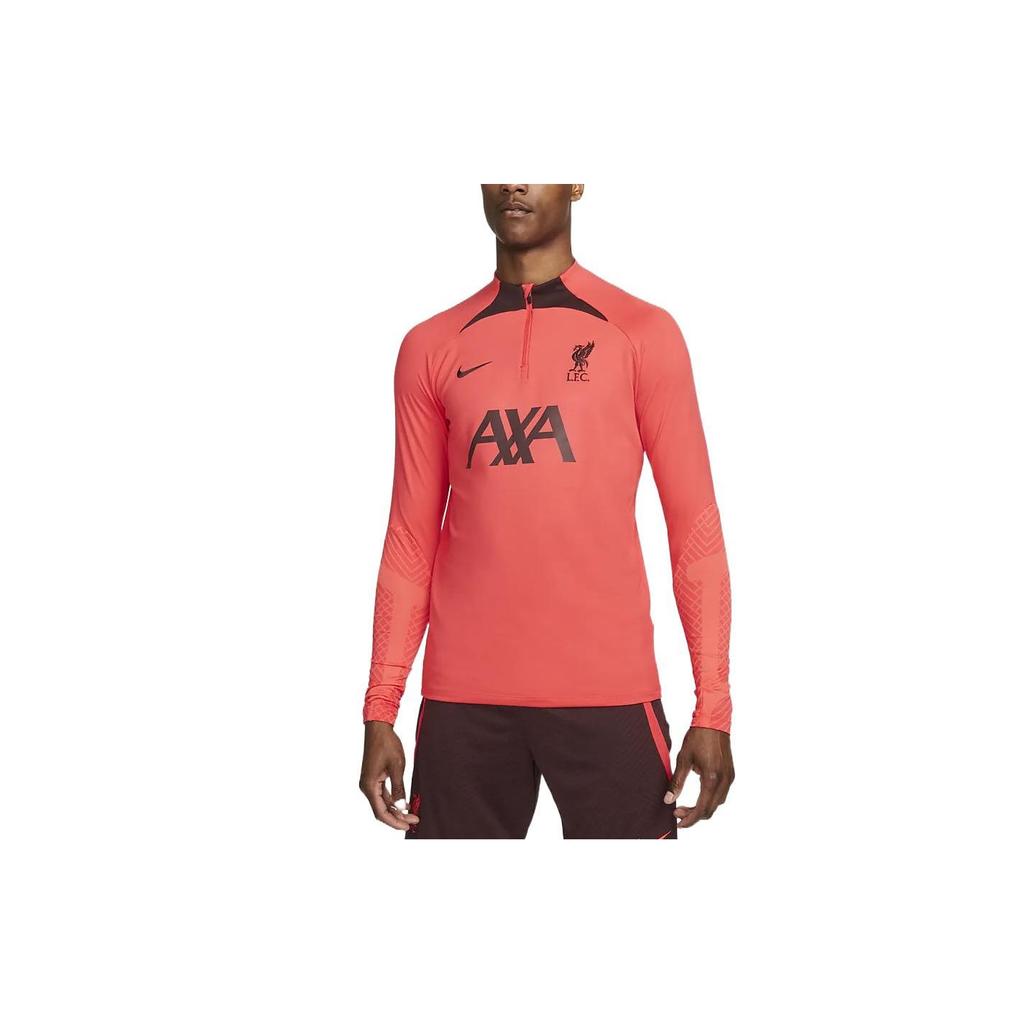 Nike Dri-FIT Letter Print Half-Zip Stand Collar Long Sleeve Soccer Shirt Men Tops Orange DM2457-661