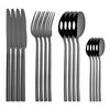 16Pcs Black Silver Cutlery Set Dinnerware Set  Knife Fork Tea Spoon Family  Flatware Set Stainless Steel Tableware Western Kitchen Set