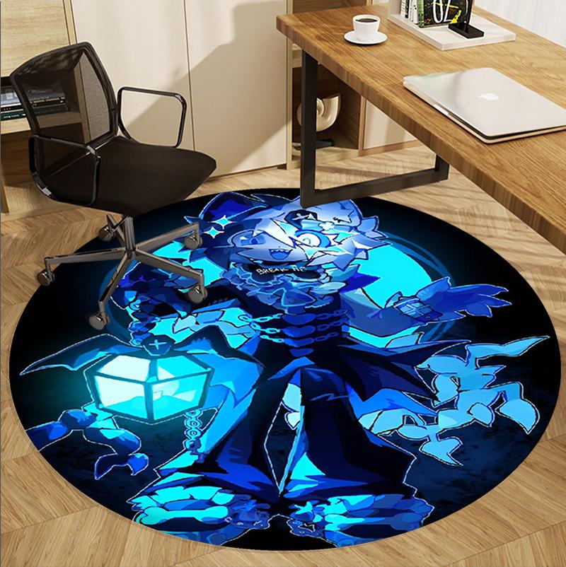 Cosmic Bot Crew Pattern Round Rug, Indoor/Outdoor Mat, for Picnic, Gameroom, Bedroom, Office, Living Room, Home Decor Carpet, Birthday Gift