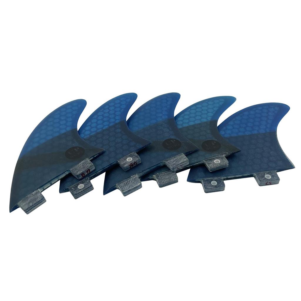 UPSURF Surfboard Fins, 5-Fin Set, Double Tabs Compatible, K2.1 Size, Carbon Fiber (Blue)