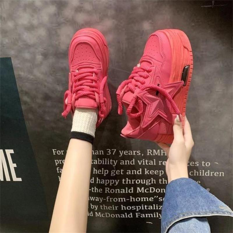 Spring and Summer New Five-pointed Star Thick-soled Muffin Board Shoes Female Leisure Student White Shoes