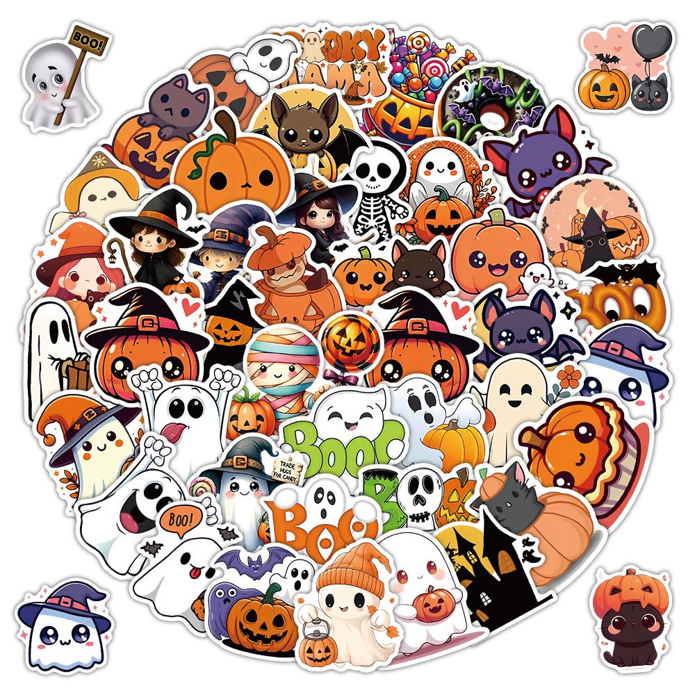 50-Piece Halloween Classic Stickers - Decorative Decals for Notebooks, Phone Cases, Jack-O'-Lanterns & Journals