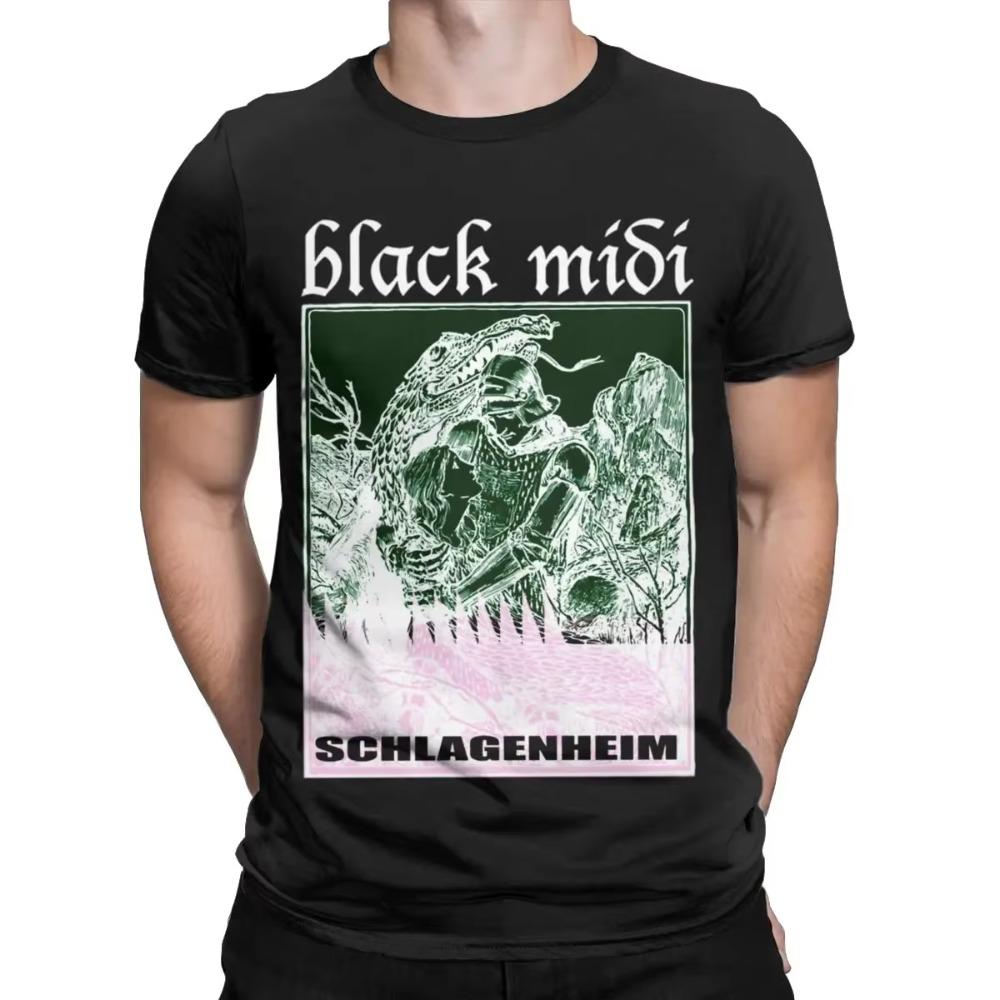 Men's T-Shirts Black Midi Schlagenheim Novelty 100% Cotton Tees Short Sleeve T Shirt Round Neck Tops Gift