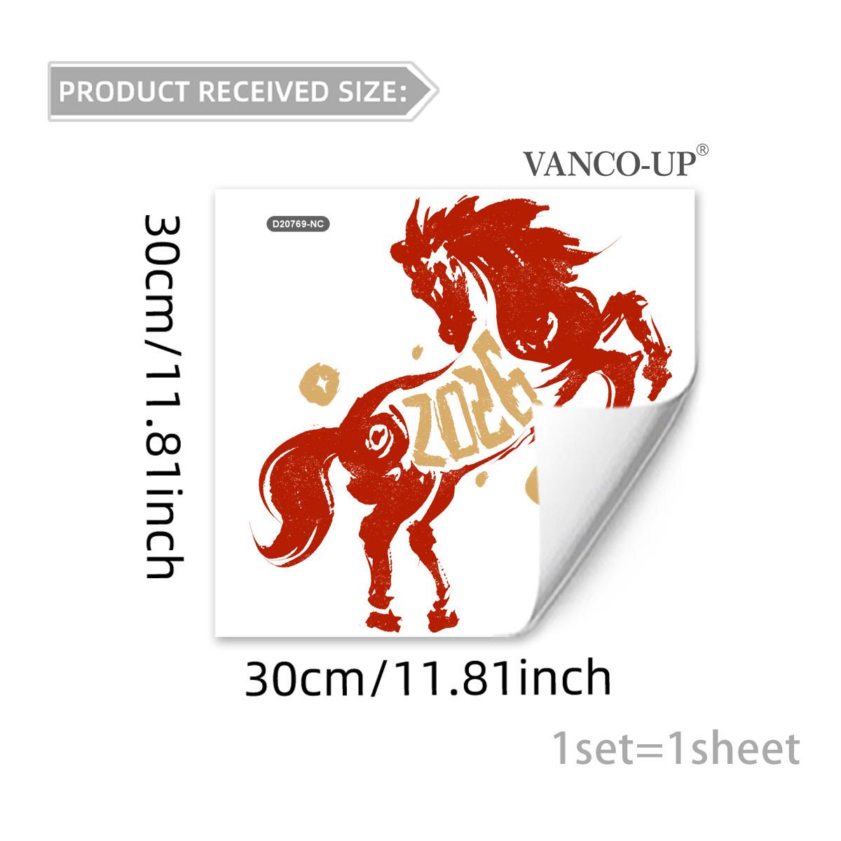 

1sheets 2026 Happy New Year Christmas Decorativ Sticker Glass Window Static Sticker Horse Year Shopping Center Shop Deco Sticker 30x30cm